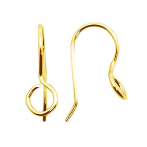 18K Gold Overlay Round Loop Earwire Component Handcrafted In India With Polished Golden Finish