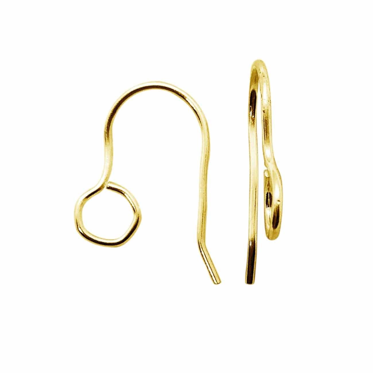 18K Gold Overlay Smooth Round Earwire Component Handcrafted In India With Polished Golden Finish
