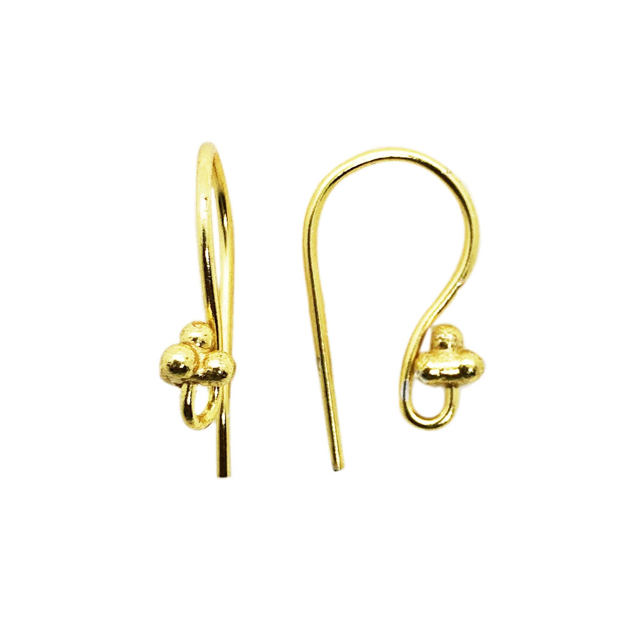 18K Gold Overlay Elongated Loop Earwire Component Handcrafted In India With Polished Golden Finish