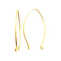 18K Gold Overlay Marquise Long Earwire Component Handcrafted In India With Polished Golden Finish