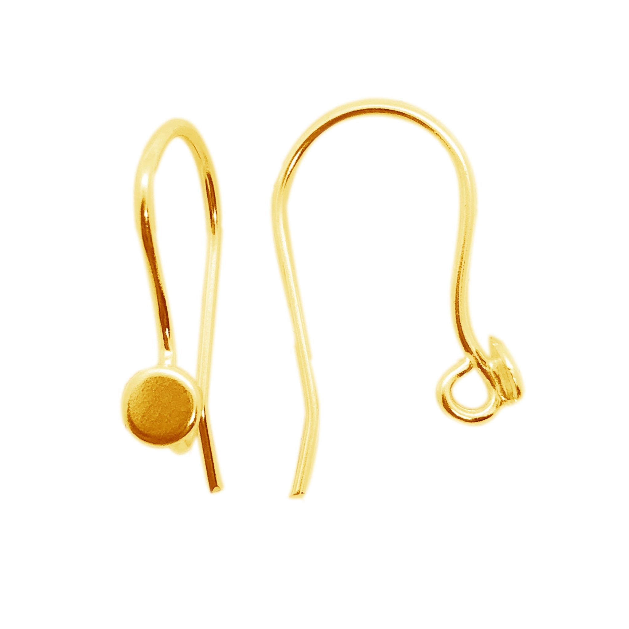 18K Gold Overlay Round Pad Earwire Component Handcrafted In India With Polished Golden Finish