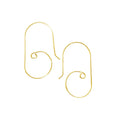 18K Gold Overlay Spiral Hook Earwire Component Handcrafted In India With Polished Golden Finish