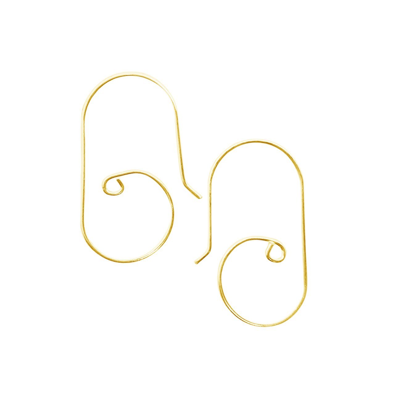 18K Gold Overlay Spiral Hook Earwire Component Handcrafted In India With Polished Golden Finish