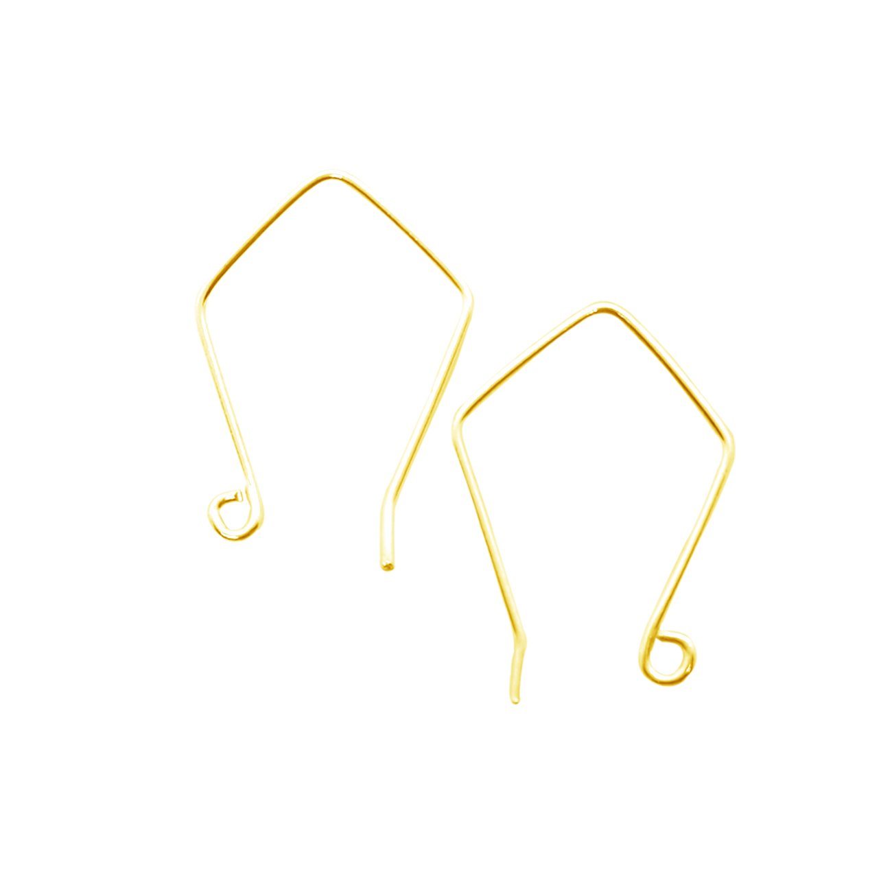 18K Gold Overlay Geometric Diamond Earwire Component Handcrafted In India With Polished Golden Finish