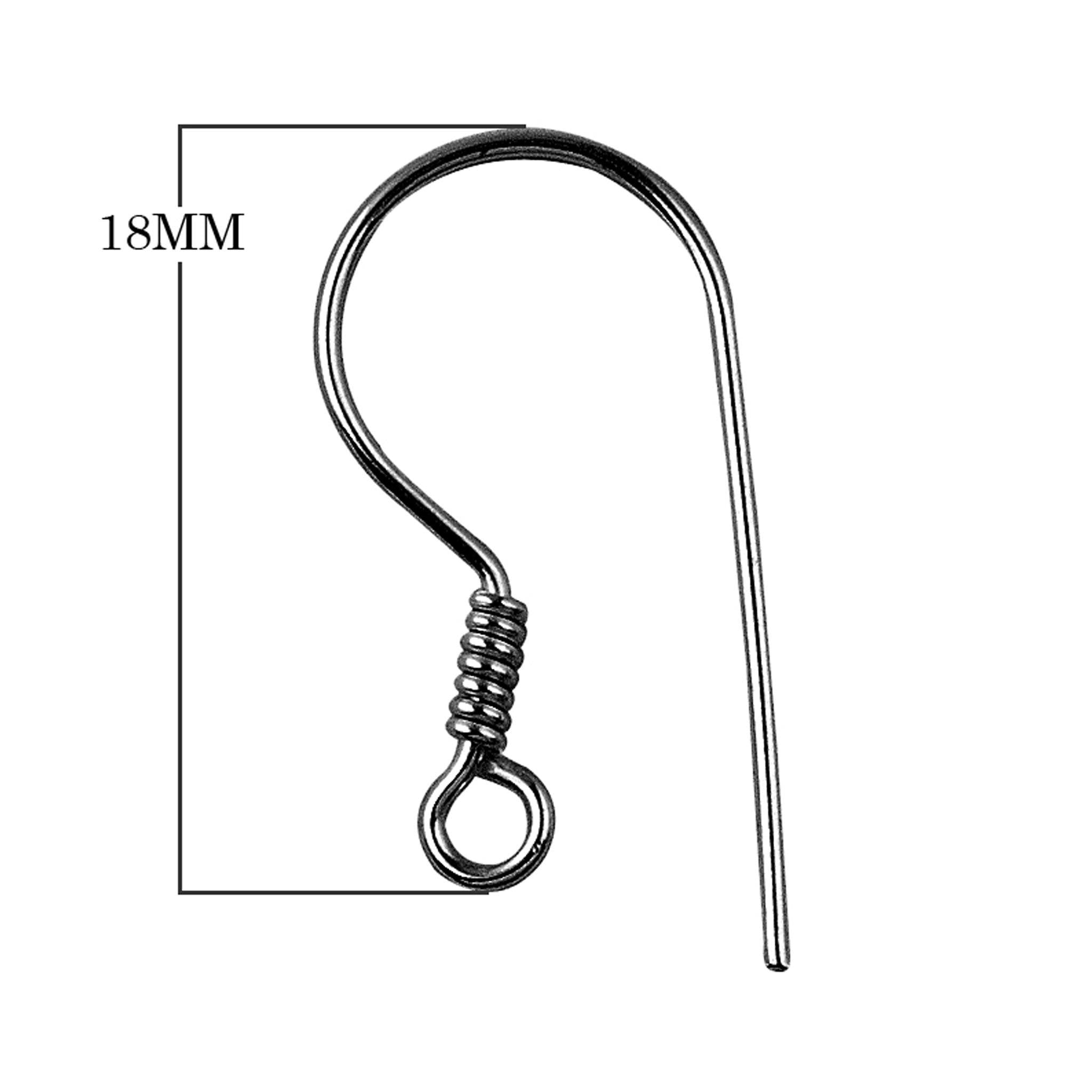 Black Rhodium Overlay Coil Loop Earwire Jewelry Finding Handcrafted In India