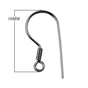 Black Rhodium Overlay Coil Loop Earwire Jewelry Finding Handcrafted In India
