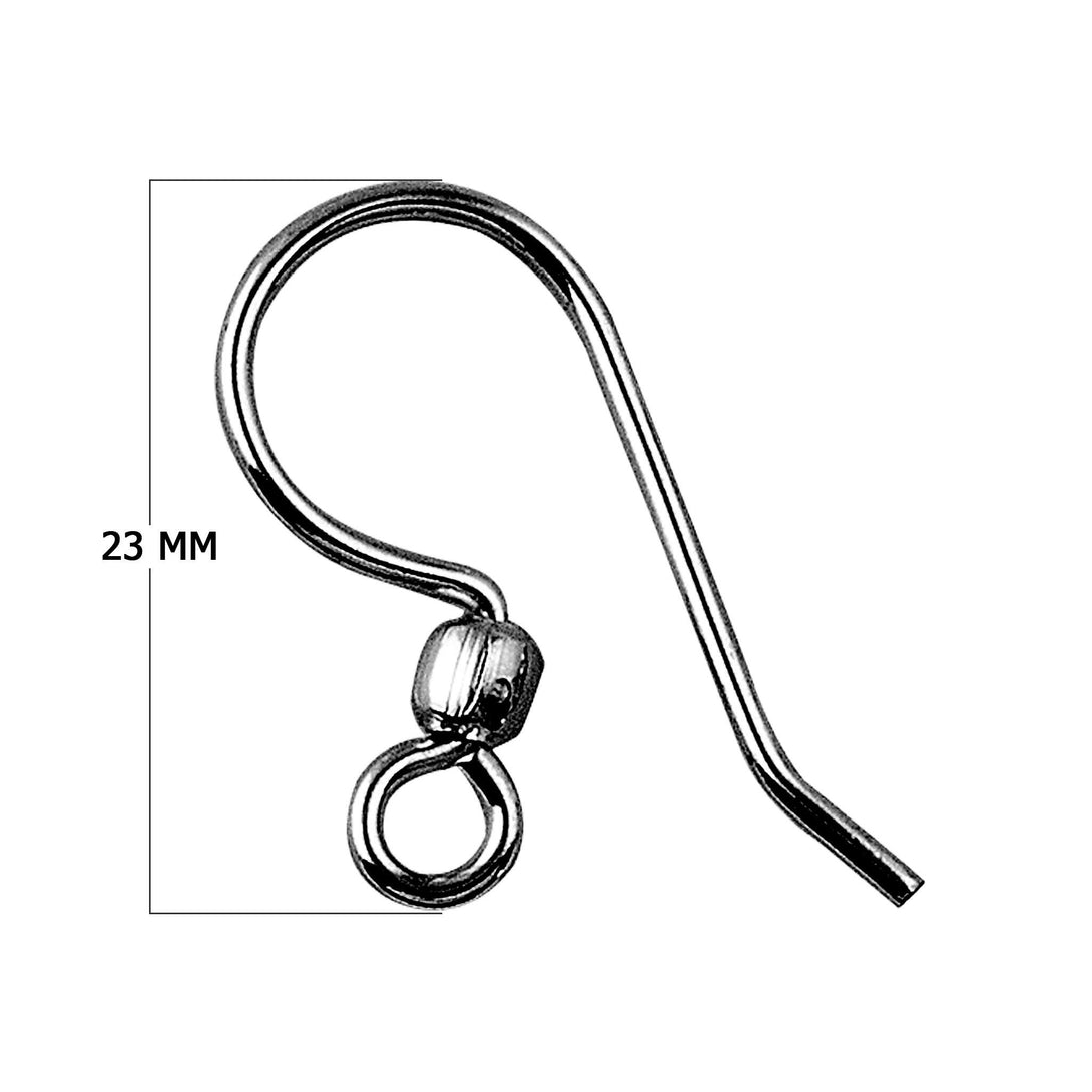 FR-104 Black Rhodium Overlay Earwire The Simple Style Fish Hook With Inside Loop And One Ball Beads Bali Designs Inc 