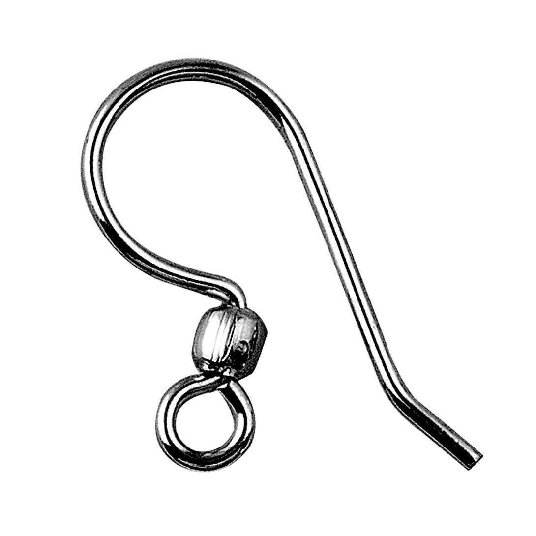 FR-104 Black Rhodium Overlay Earwire The Simple Style Fish Hook With Inside Loop And One Ball Beads Bali Designs Inc 