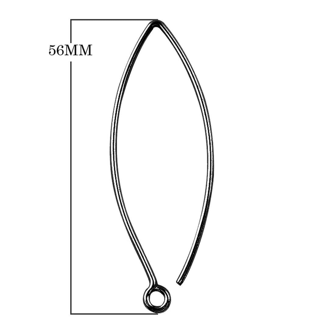 FR-109-56MM Black Rhodium Overlay 20 Gauge Marquise Shape Elegant Clean Wire Simply The Best Stylish Earwire Beads Bali Designs Inc 
