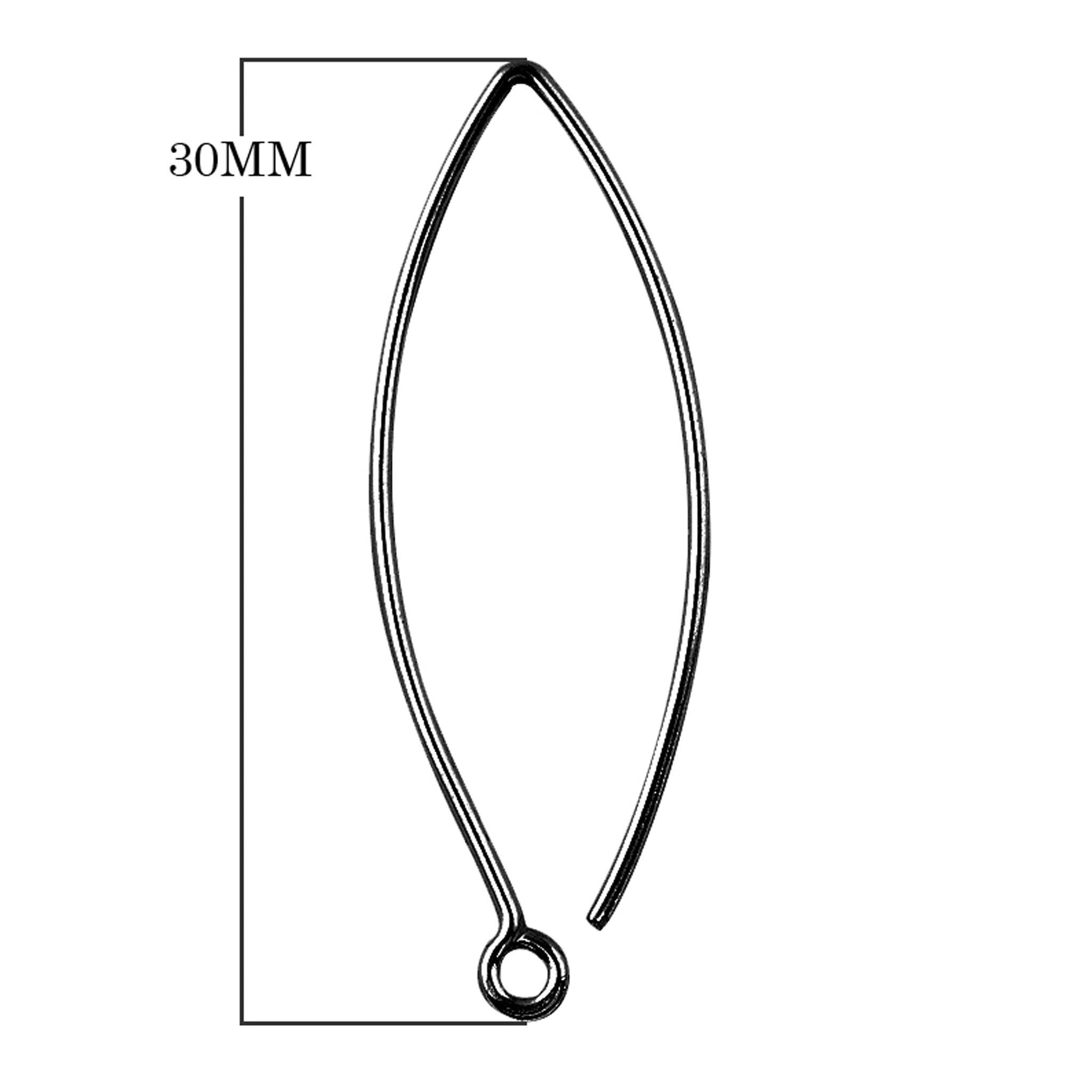 Black Rhodium Overlay Long Marquise Earwire Jewelry Finding Handcrafted In India