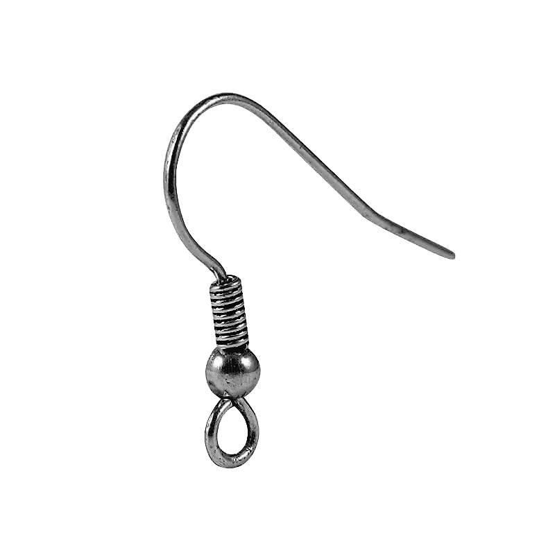 Black Rhodium Overlay Coil Ball Drop Earwire Jewelry Finding Handcrafted In India