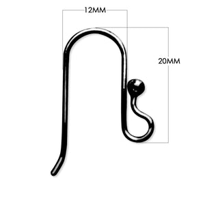 Black Rhodium Overlay Ball End Earwire Jewelry Finding Handcrafted In India