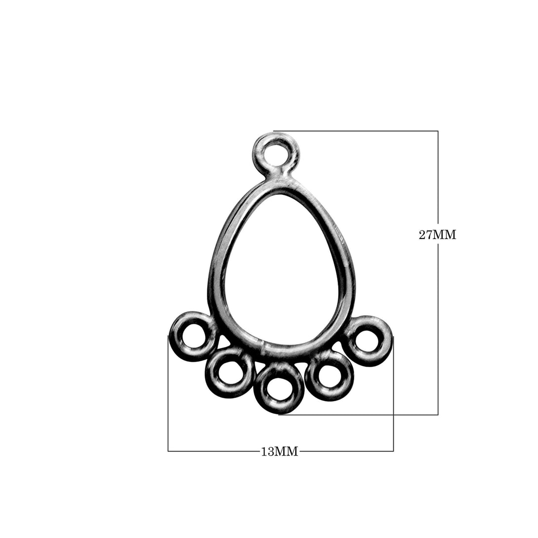 FR-152-27X13MM Black Rhodium Overlay Chandelier Earring Finding Pear Shape Beads Bali Designs Inc 
