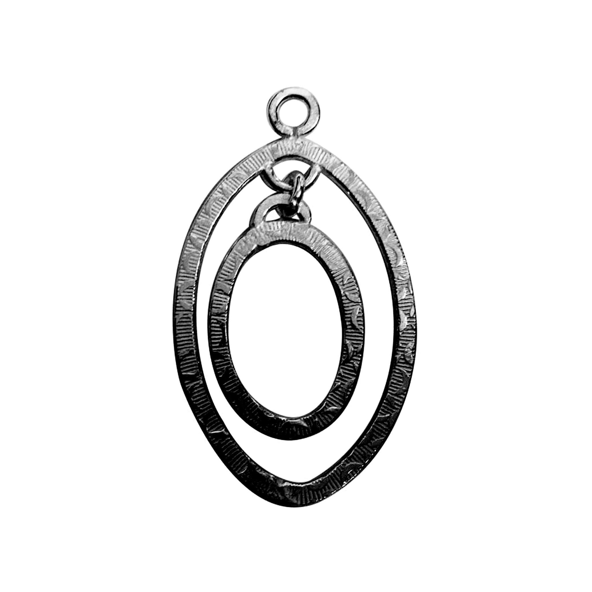 Black Rhodium Overlay Double Oval Connector Pendant Jewelry Finding Handcrafted In India