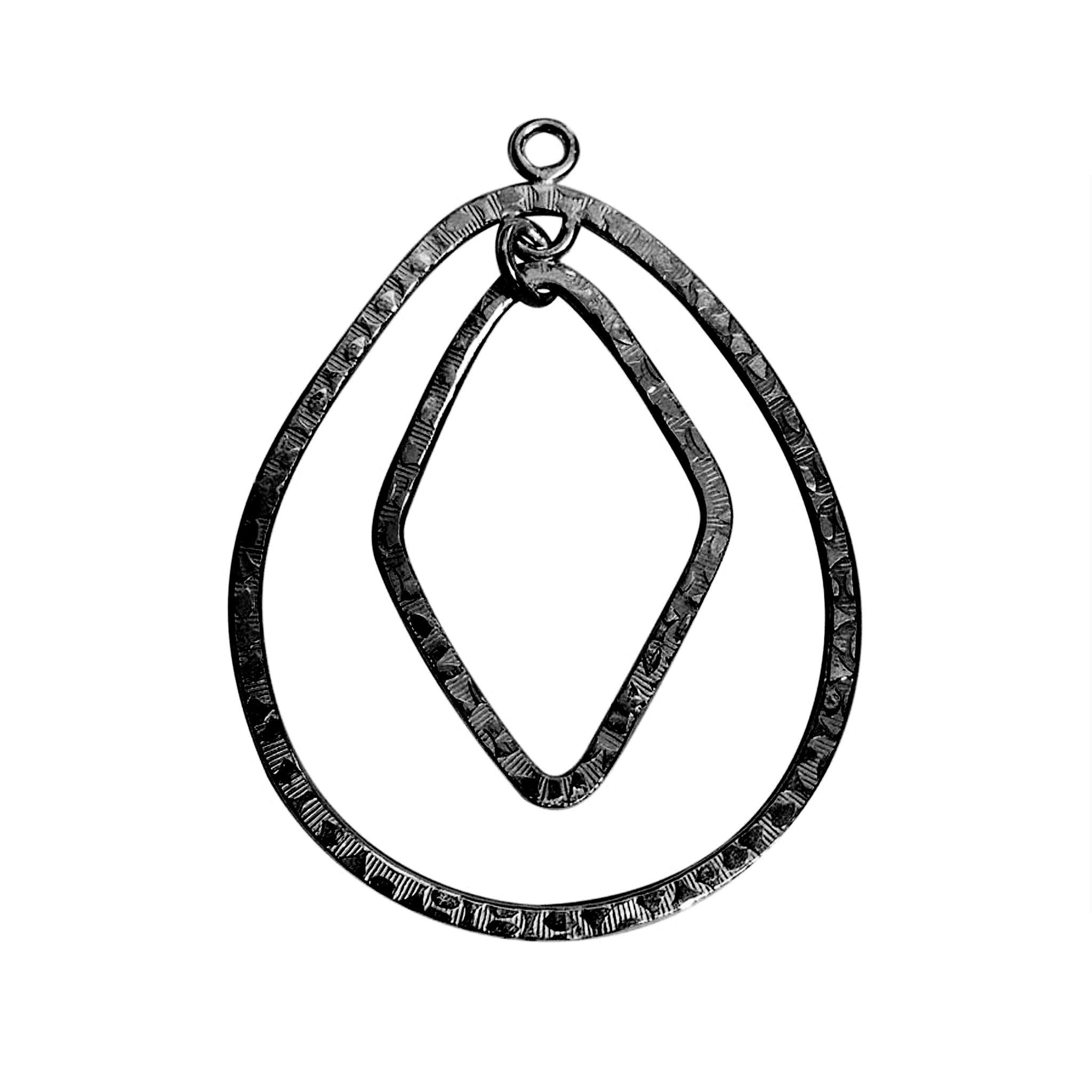 Black Rhodium Overlay Dual Geometric Connector Pendant Jewelry Finding Handcrafted In India