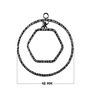 Black Rhodium Overlay Dual Circle And Hexagon Connector Pendant Jewelry Finding Handcrafted In India