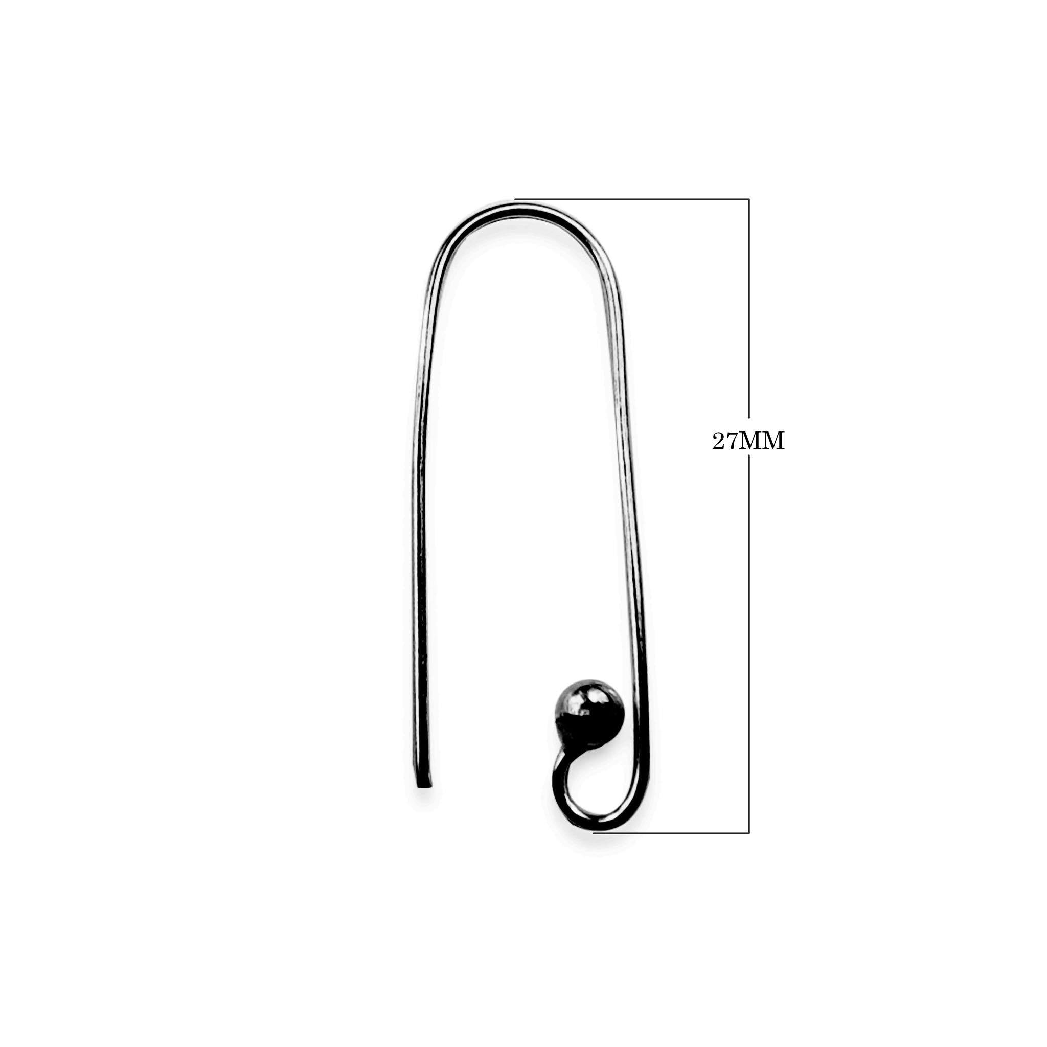 Black Rhodium Overlay Long Loop Earwire Jewelry Finding Handcrafted In India