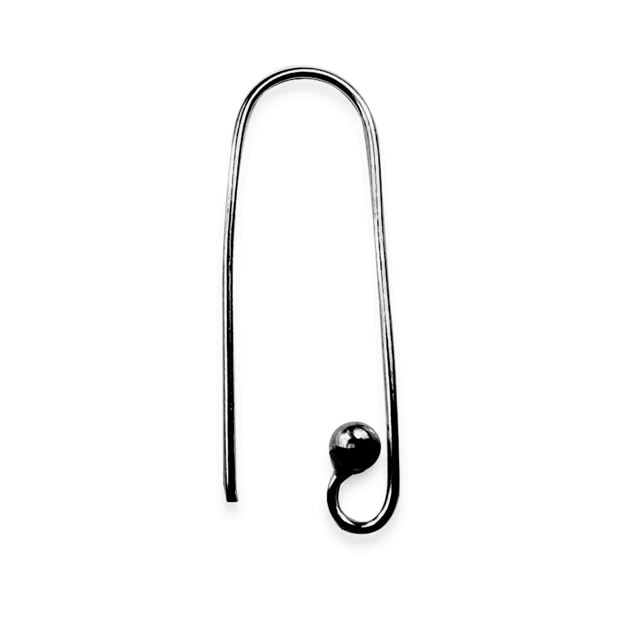 Black Rhodium Overlay Long Loop Earwire Jewelry Finding Handcrafted In India