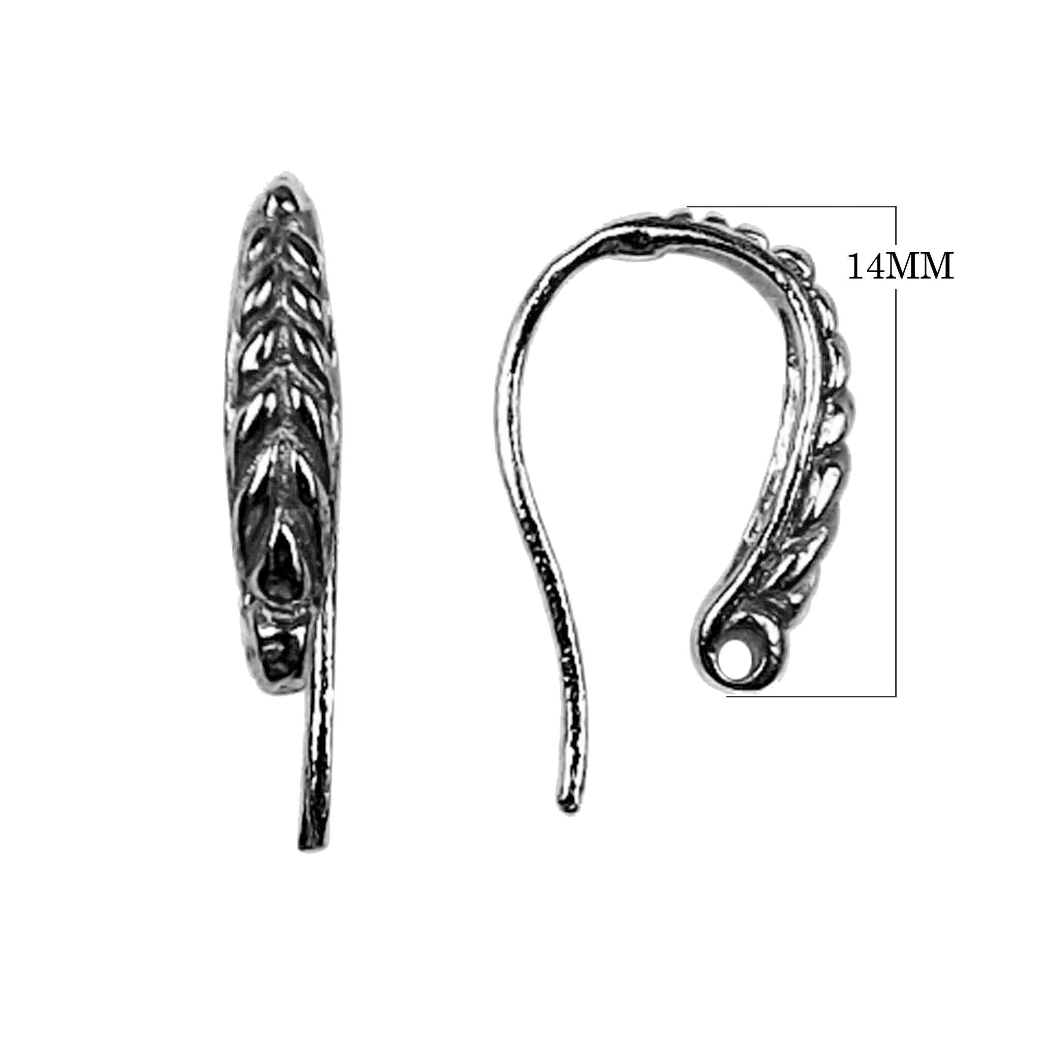 Black Rhodium Overlay Leaf Pattern Earwire Jewelry Finding Handcrafted In India