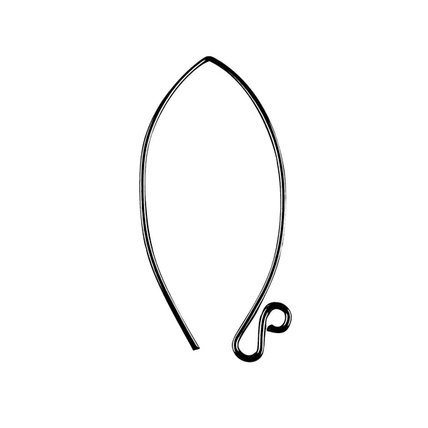 Black Rhodium Overlay Marquise Shape Earwire Jewelry Finding Handcrafted In India