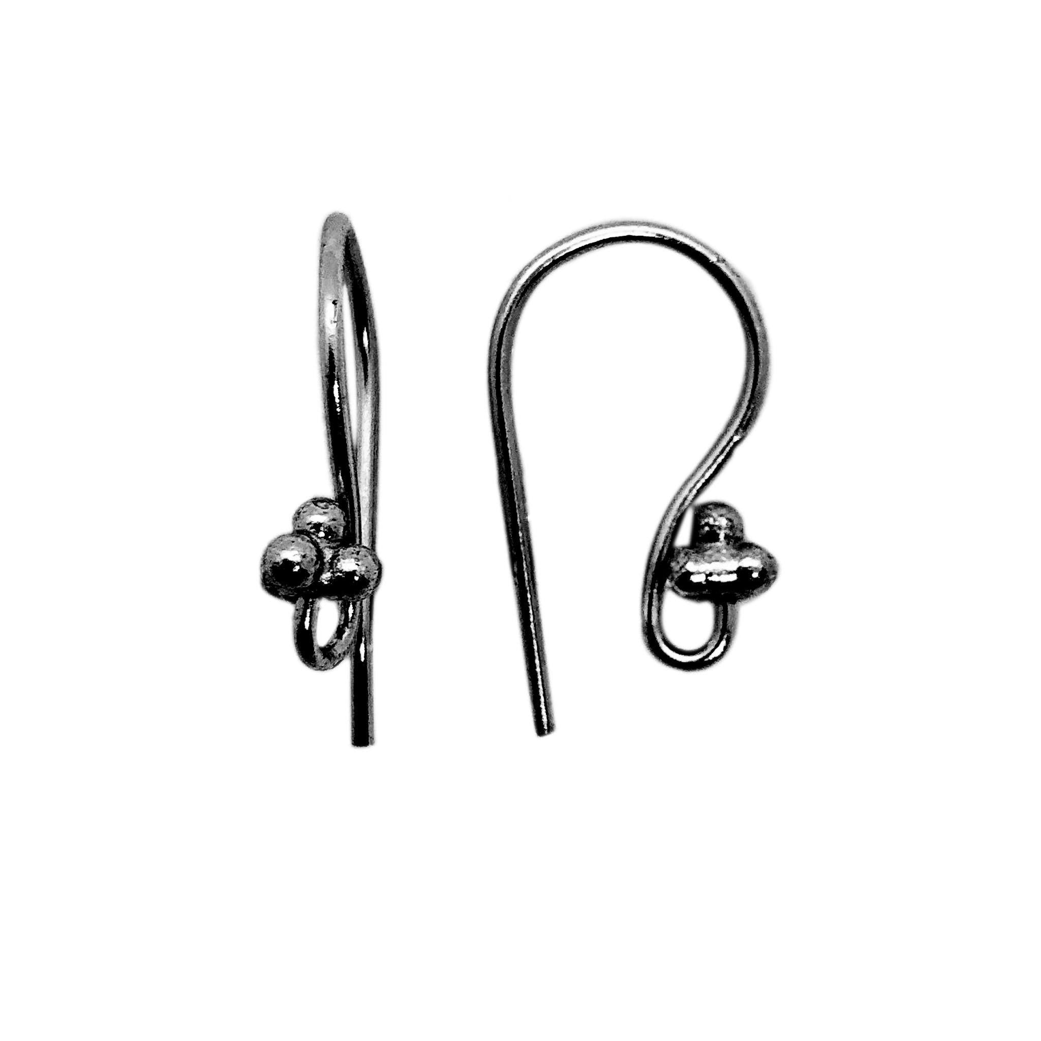 Black Rhodium Overlay Beaded Loop Earwire Jewelry Finding Handcrafted In India