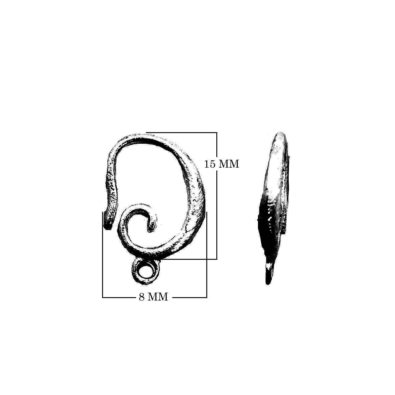 Black Rhodium Overlay Artistic Swirl Earwire Jewelry Finding Handcrafted In India