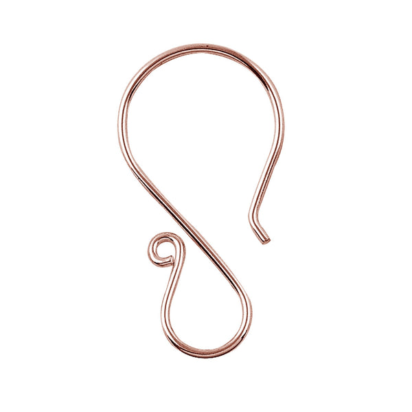FRG-100 Rose Gold Overlay Earwire 'S' Shape These Open Hook Earrings have smooth clean lines with a modern feel Beads Bali Designs Inc 