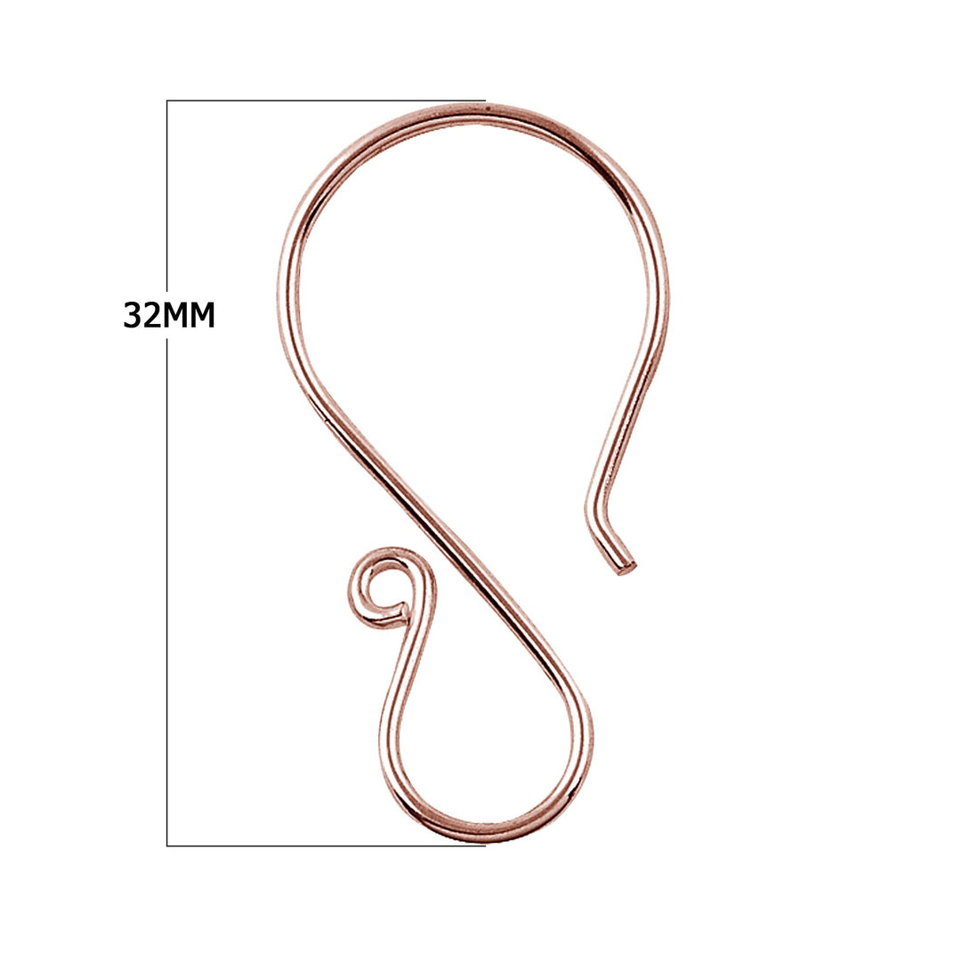 FRG-100 Rose Gold Overlay Earwire 'S' Shape These Open Hook Earrings have smooth clean lines with a modern feel Beads Bali Designs Inc 