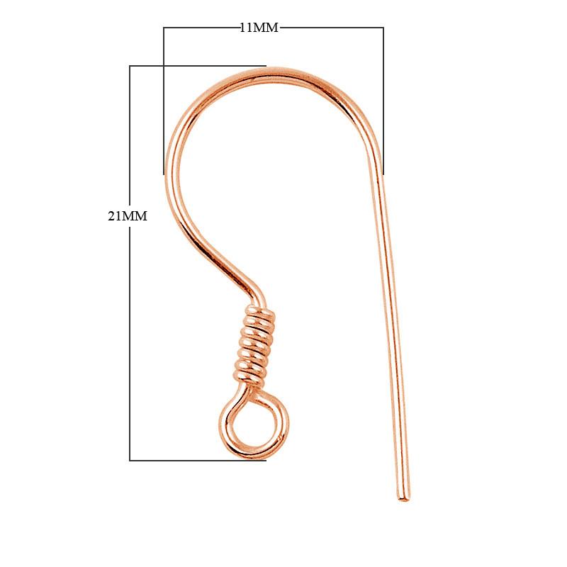 Rose Gold Overlay Coil Hook Earwire Jewelry Finding Handcrafted In India For Professional Jewelry Production
