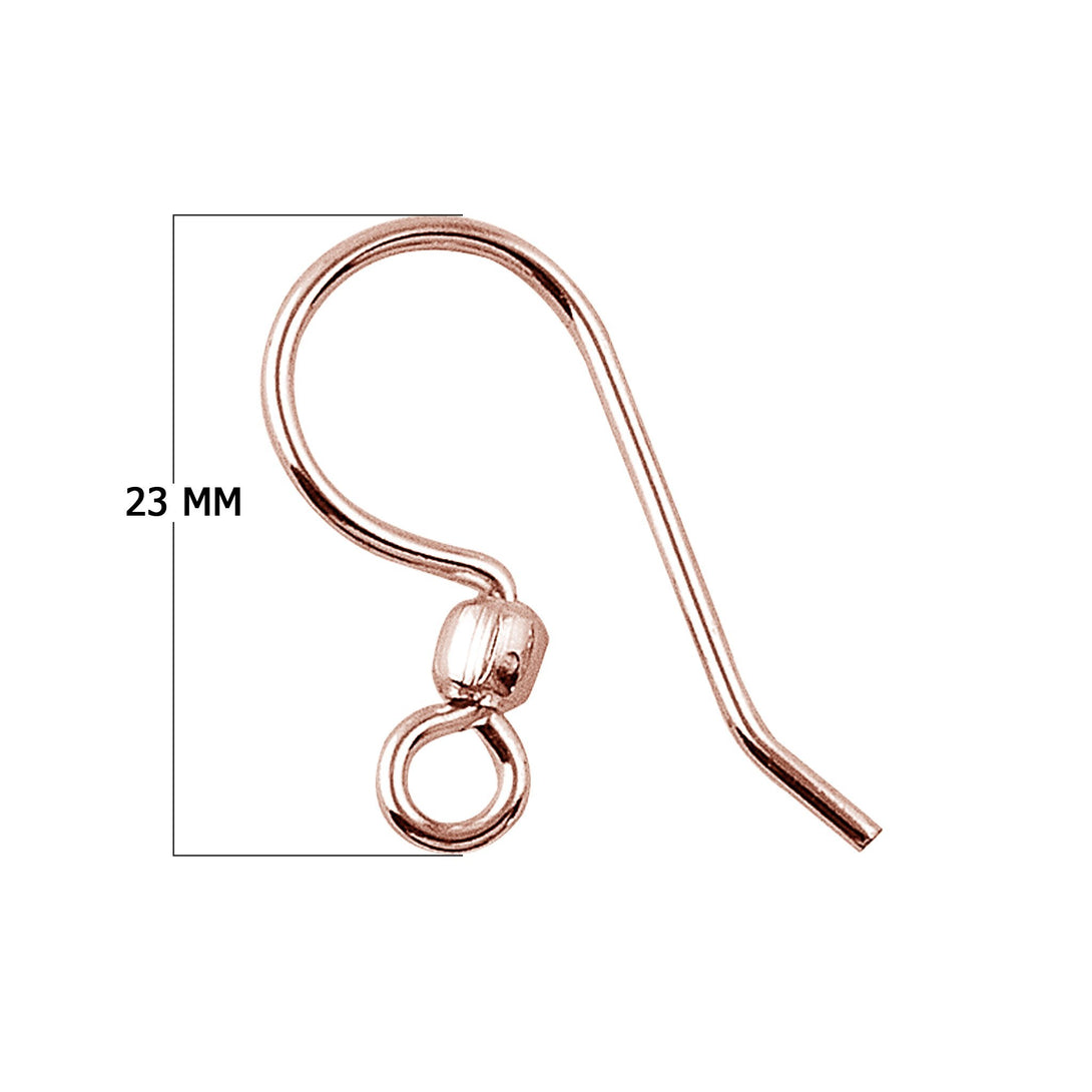 FRG-104 Rose Gold Overlay Earwire The Simple Style Fish Hook With Inside Loop And One Ball Beads Bali Designs Inc 