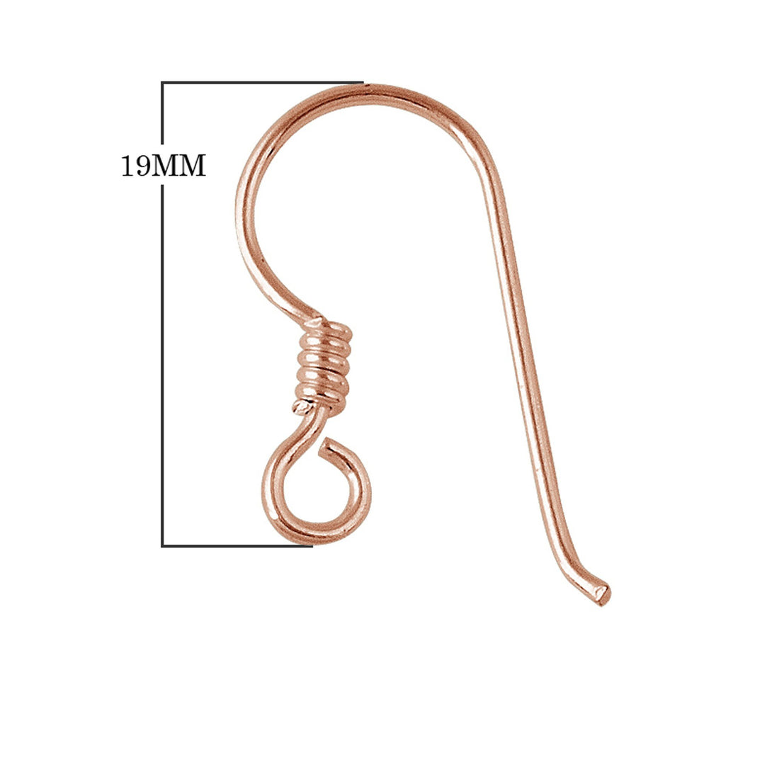 FRG-106-19MM Rose Gold Overlay Simple Style Fish Hook Earwire With Inside Loop Beads Bali Designs Inc 