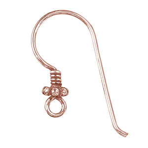 Rose Gold Overlay Granulated Coil Hook Earwire Jewelry Finding Handcrafted In India For Professional Jewelry Production