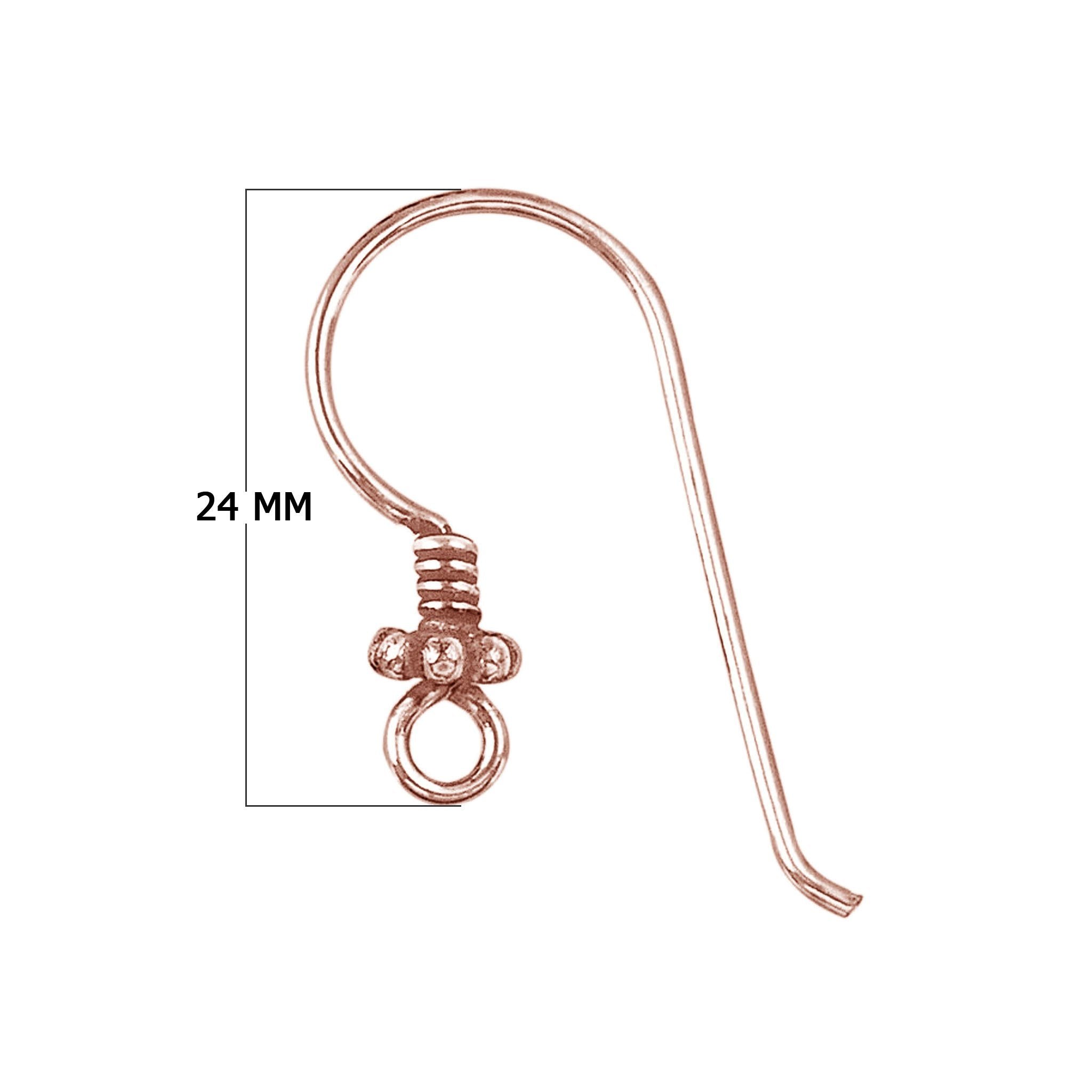 Rose Gold Overlay Granulated Coil Hook Earwire Jewelry Finding Handcrafted In India For Professional Jewelry Production