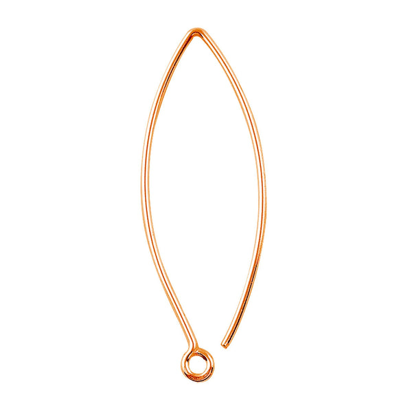 Rose Gold Overlay Long Marquise Earwire Jewelry Finding Handcrafted In India For Professional Jewelry Production