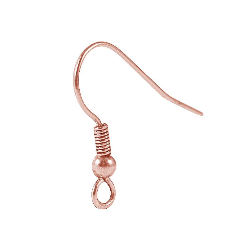 Rose Gold Overlay Coil Ball Hook Earwire Handcrafted In India For Professional Jewelry Production