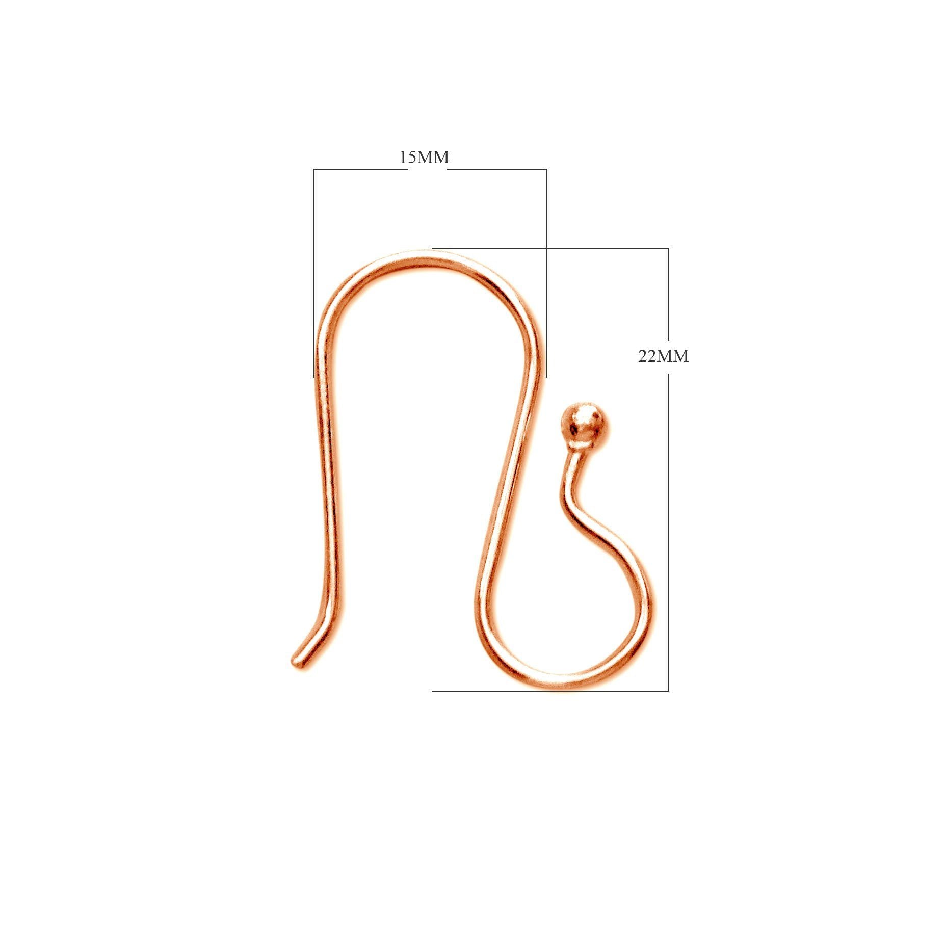 Rose Gold Overlay Rounded Hook Earwire With Ball Tip Handcrafted In India For Jewelry Production