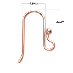 Rose Gold Overlay Hook Earwire With Ball Accent Handcrafted In India For Bulk Jewelry Assembly