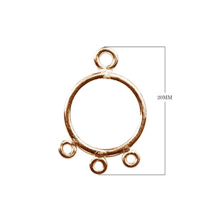 Rose Gold Overlay Three-Loop Connector Ring Handcrafted In India For Bulk Jewelry Assembly