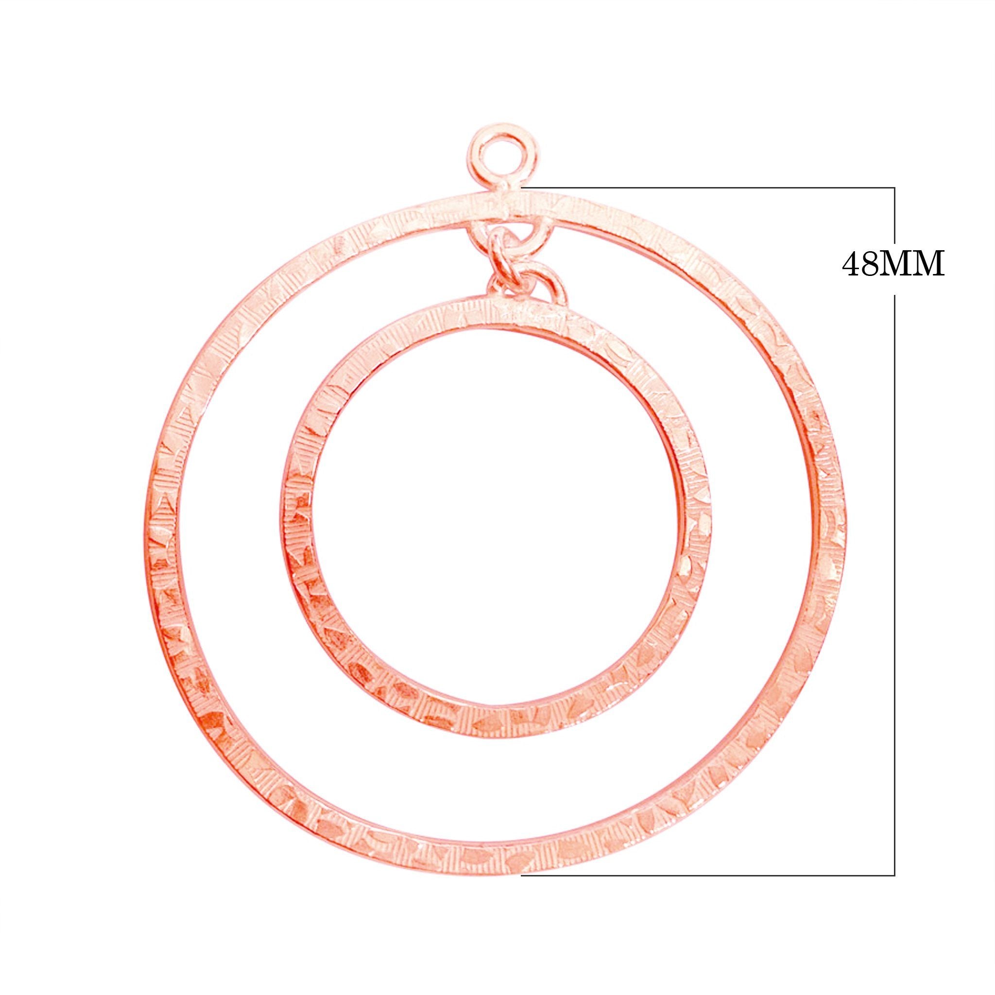 Bulk Rose Gold Overlay Over Copper jewelry findings featuring a textured concentric double hoop focal and multi-loop circular chandelier frames for professional manufacturing.