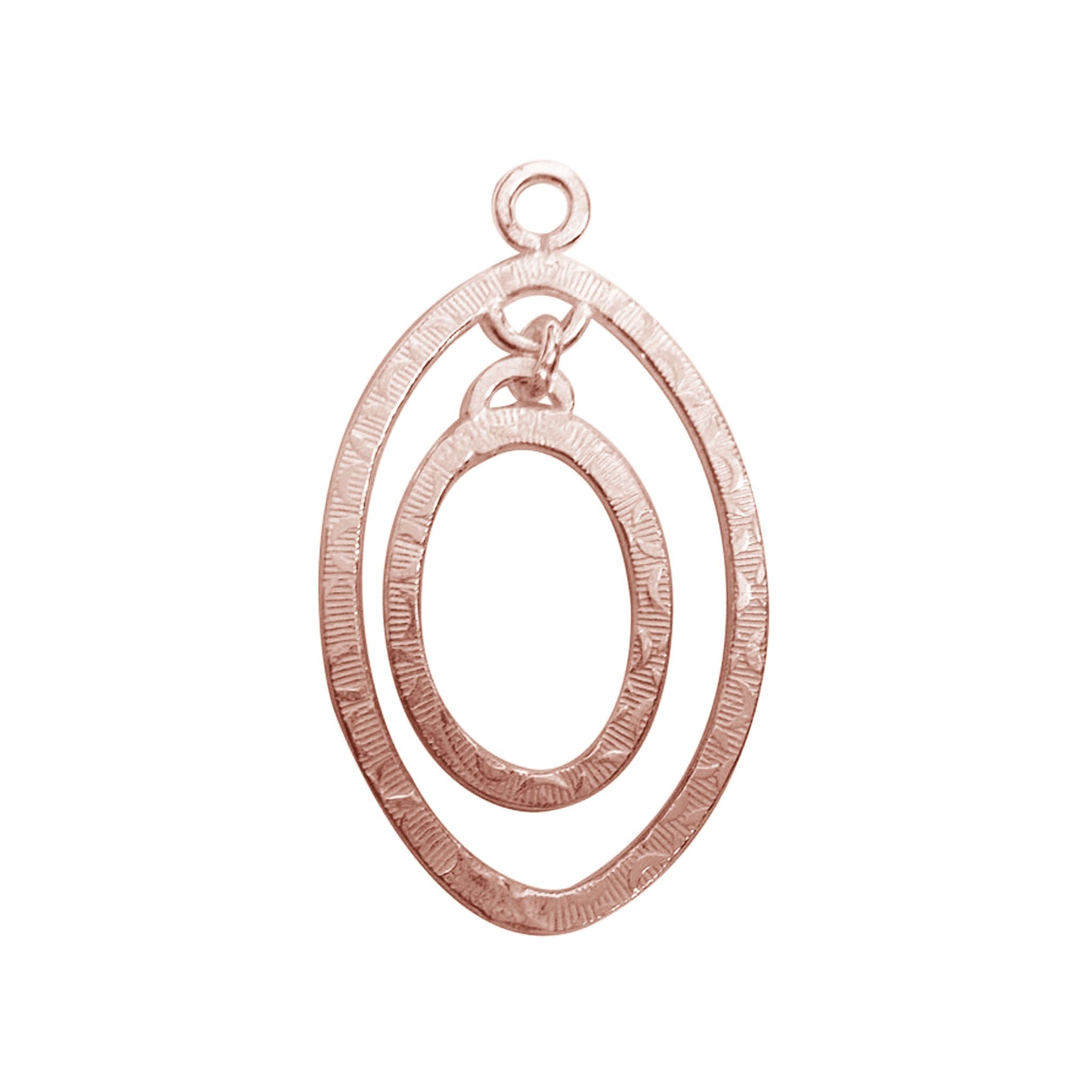 Rose Gold Overlay Textured Double Oval Connector Handcrafted In India For Bulk Jewelry Making