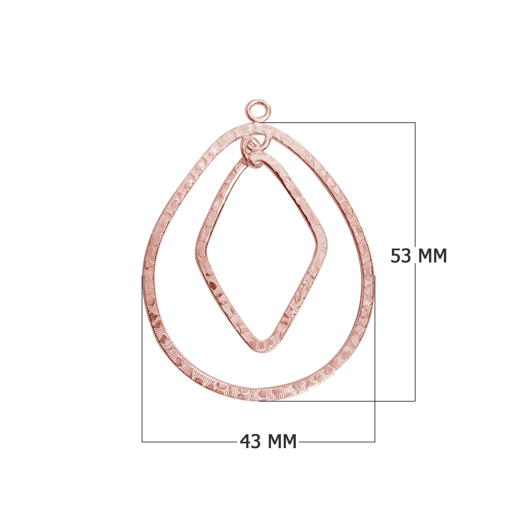 Rose Gold Overlay Textured Teardrop Connector Handcrafted In India For Jewelry Making