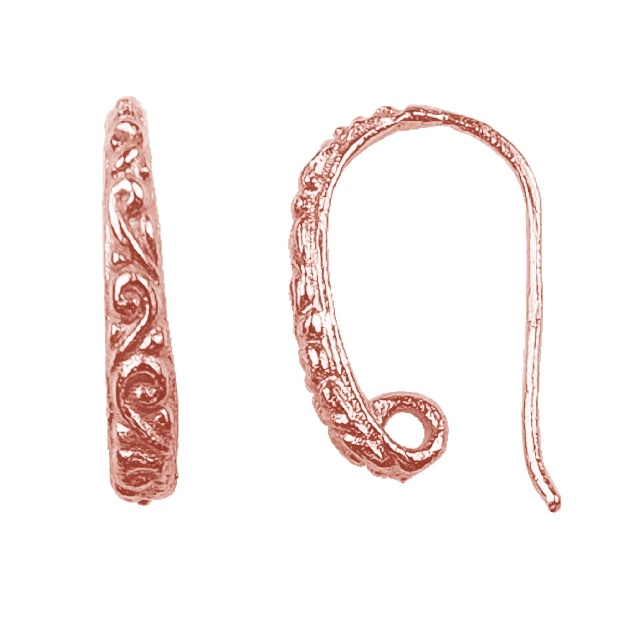 Rose Gold Overlay Filigree Earwire Handcrafted In India For Jewelry Making