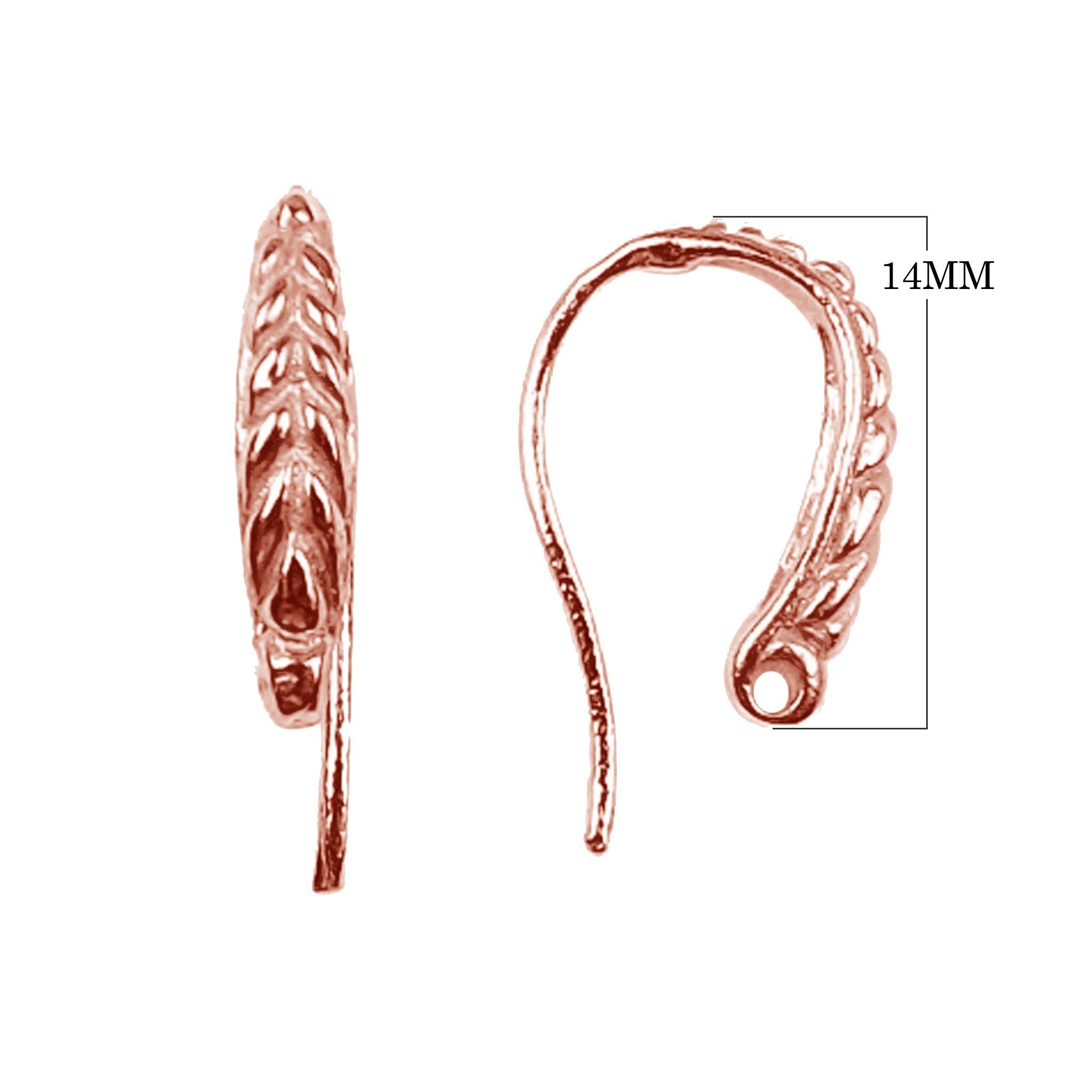 Rose Gold Overlay Braided Pattern Earwire Handcrafted In India For Jewelry Making