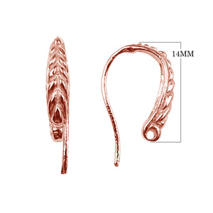 Rose Gold Overlay Braided Pattern Earwire Handcrafted In India For Jewelry Making