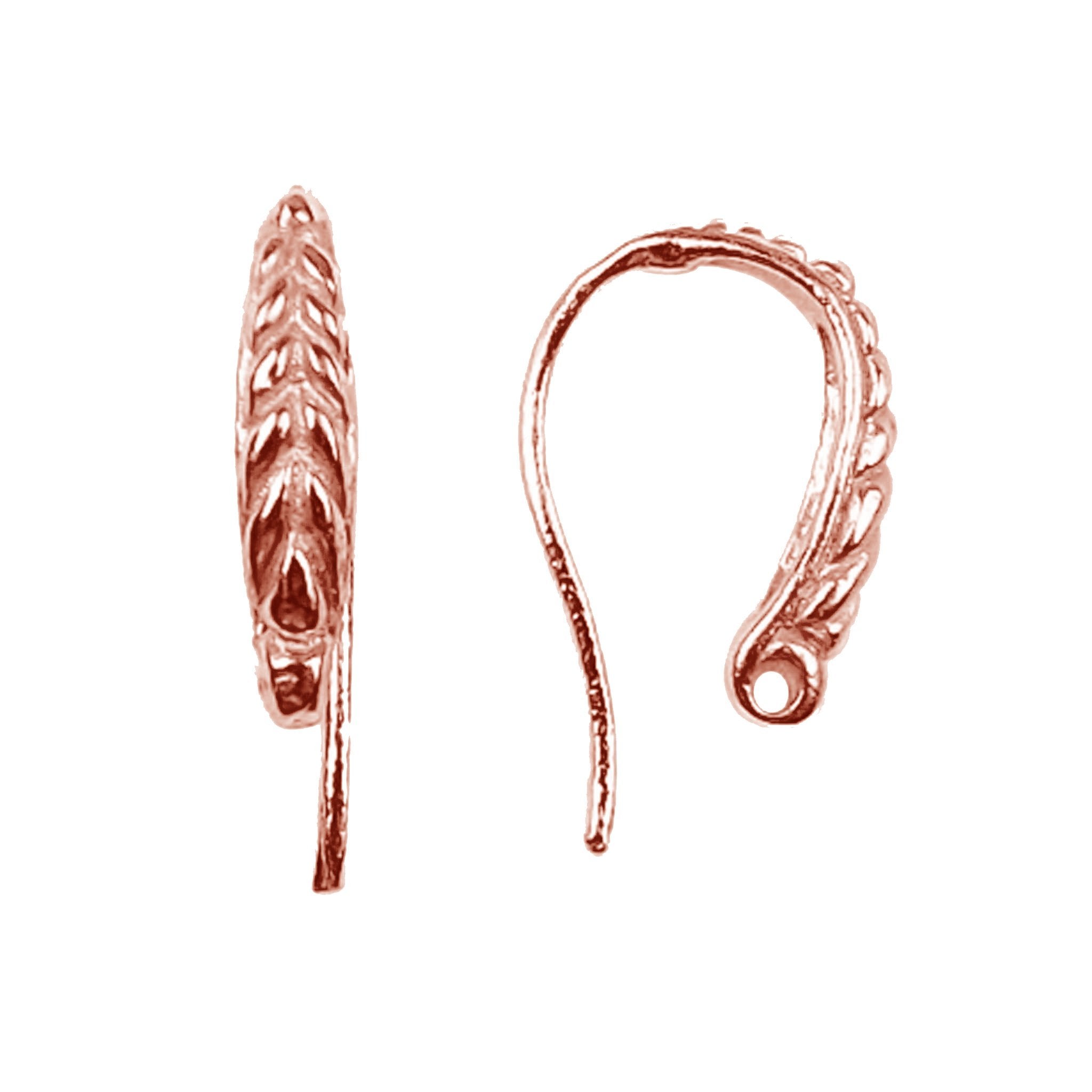 Rose Gold Overlay Braided Pattern Earwire Handcrafted In India For Jewelry Making