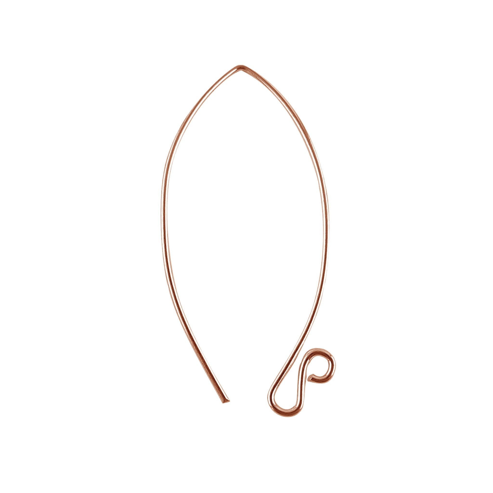 Rose Gold Overlay Marquise Loop Earwire Handcrafted In India For Jewelry Making