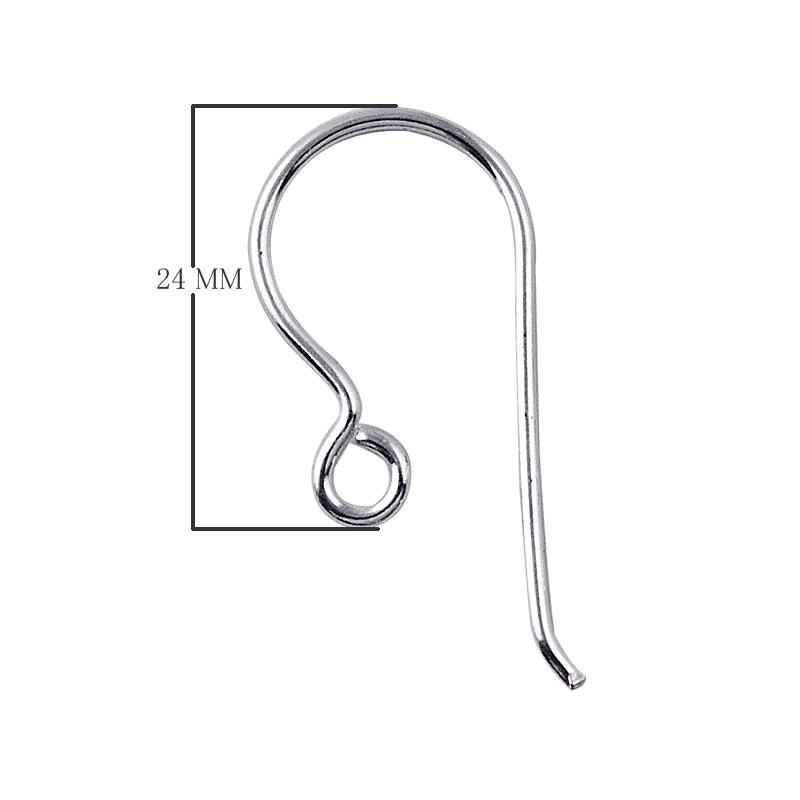 FSF-103-24MM Silver Overlay Earwire The Simple Style Fish Hook With Inside Loop Beads Bali Designs Inc 