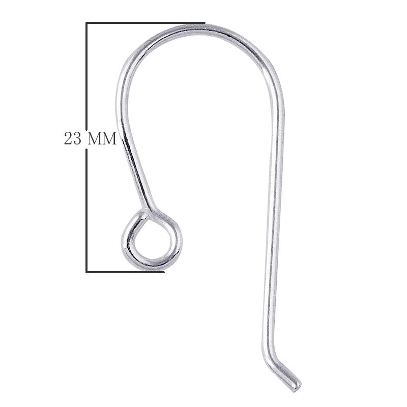 FSF-107-23MM Silver Overlay Simple Style Fish Hook Earwire With Outside Loop Beads Bali Designs Inc 