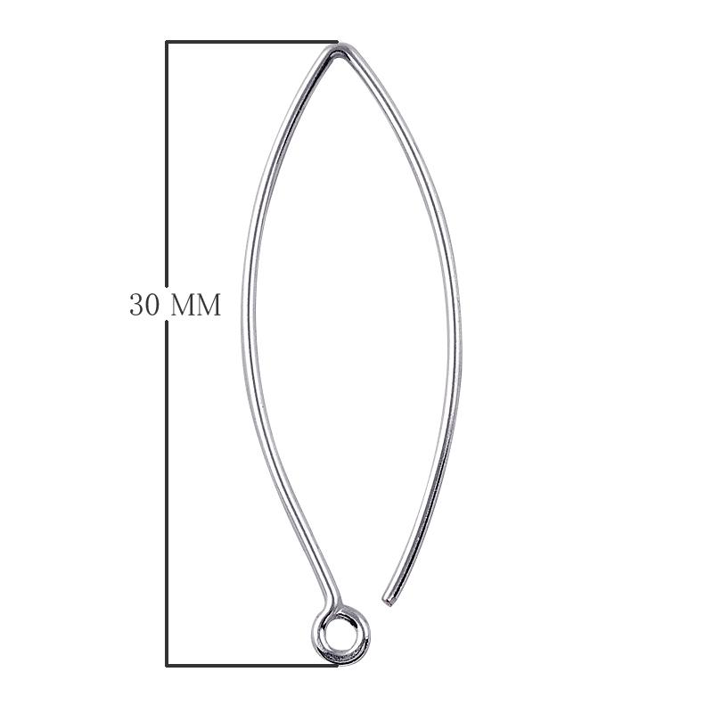 Silver Overlay Long Marquise Earwire for jewelry making with polished finish