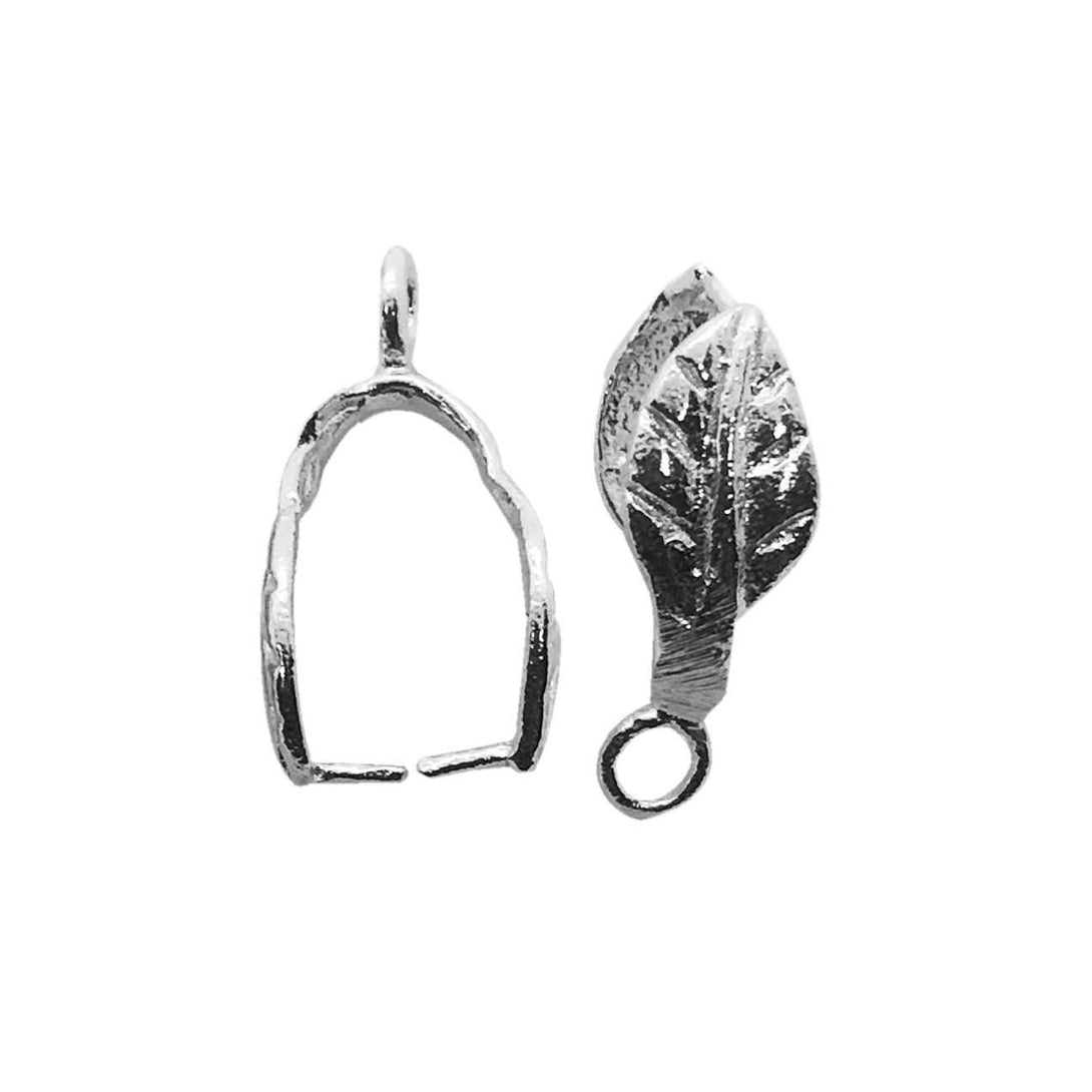 FSF-143 Silver Overlay Leaf Shape Pendant Bail Beads Bali Designs Inc 